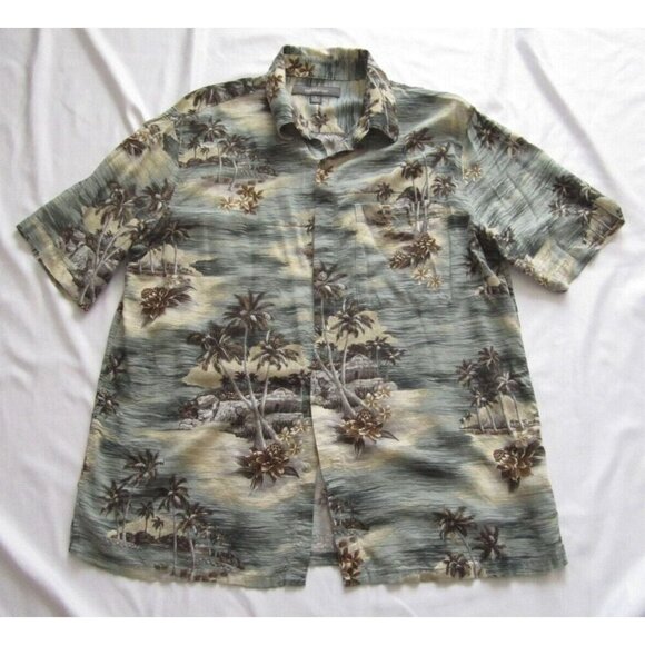 Men Croft & Baow Hawaiian 100% Rayon Button Short Sleeve Shirt Sz L (MT471) - Picture 1 of 8